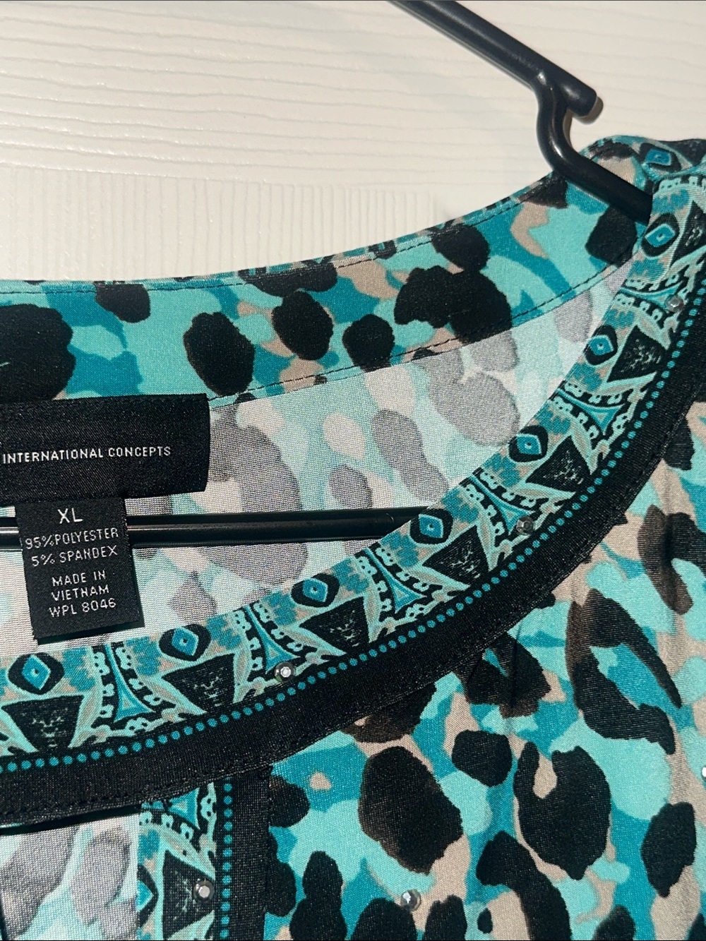 INC International Concepts Turquoise Black Leopard Print Tunic - Picture 8 of 10